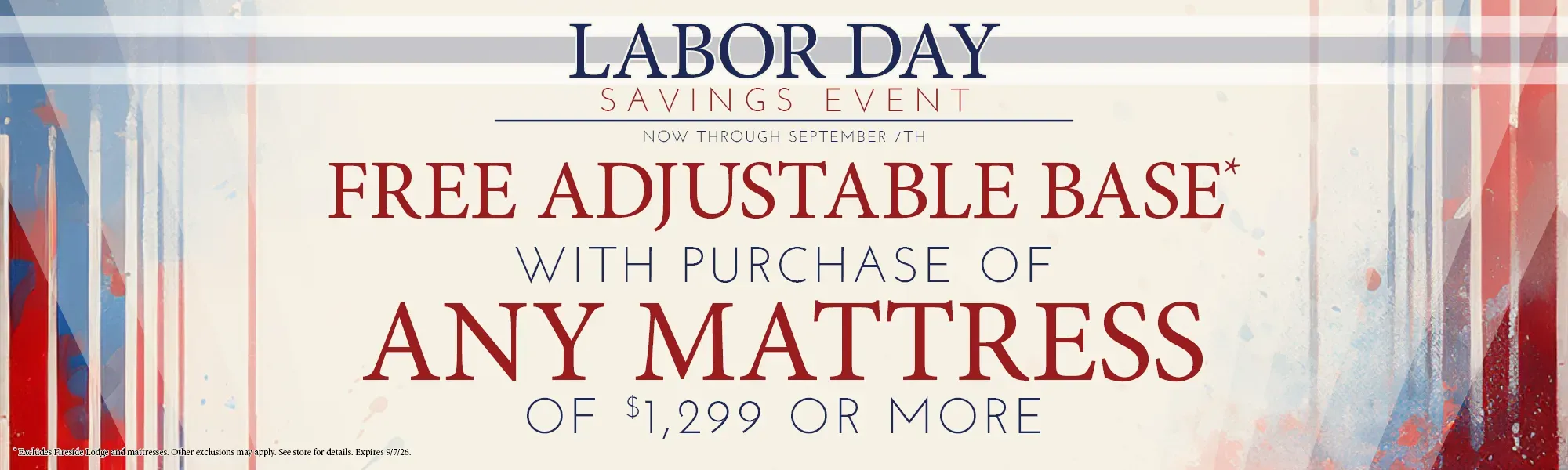 Free adjustable base with purchase of any mattress of $1299 or more